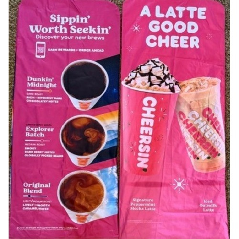 Dunkin Donuts RARE set of 2 Store Banners 2020/2021 Holiday Coffee